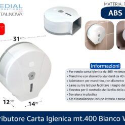 DISTRIBUTORE CARTA IGIENICA MT.400 BIANCO WAVE