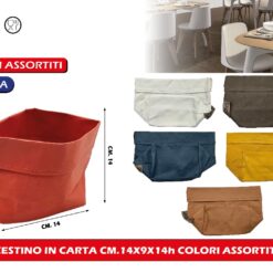 CESTINO IN CARTA CM.14X9X14h COLORI ASSORTITI
