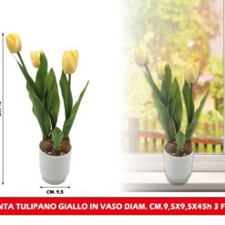 PIANTA TULIPANO GIALLO IN VASO DIAM. CM.9,5X9,5X45h 3 FIORI