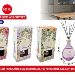 DIFFUSORE FRAGRANZE CON BASTONC. ML.180 FRAGRANZE ASS. CM.10X5,5X15h