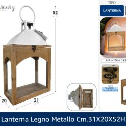 LANTERNA LEGNO METALLO CM.31X20X52h