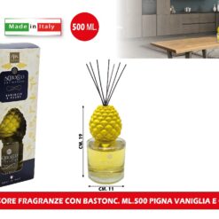 DIFFUSORE FRAGRANZE CON BASTONC. ML.500 PIGNA VANIGLIA E CEDRO