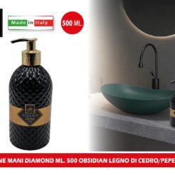 SAPONE MANI DIAMOND ML.500 OBSIDIAN LEGNO DI CEDRO/PEPE NERO