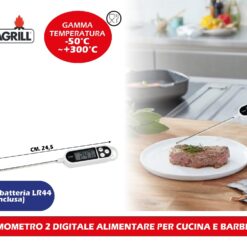 TERMOMETRO 2 DIGITALE ALIMENTARE PER CUCINA E BARBECUE