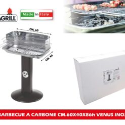 BARBECUE A CARBONE CM.60X40X86h VENUS INOX