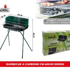 BARBECUE A CARBONE CM.60X40 GREEN