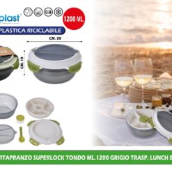 PORTAPRANZO SUPERLOCK TONDO ML.1200 GRIGIO TRASP. LUNCH BOX
