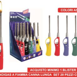 ACCENDIGAS A FIAMMA CANNA LUNGA SET 20 PZ. BARRACUDA NEW TRENDY COLOR