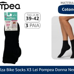 CALZA BIKE SOCKS X3 LEI POMPEA DONNA NERO TG.39/42