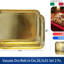 VASSOIO ORO RETT.RE CM.26,5X35 SET 2 PZ.