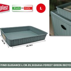 CESTINO ELEGANCE L CM.35,5X26X6h FOREST GREEN RECYCLED