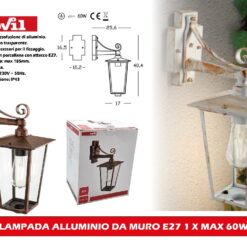 LAMPADA ALLUMINIO DA MURO E27 1 X MAX 60W