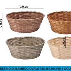 CESTINO BAMBOO OVALE CM.26X19X10h 4 COLORI
