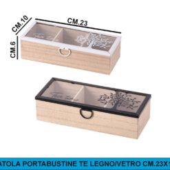 SCATOLA PORTABUSTINA THE LEGNO/VETRO CM.23X10X6h 2 COLORI