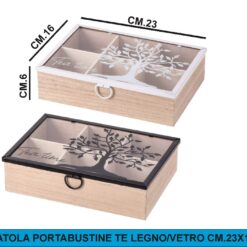 SCATOLA PORTABUSTINA THE LEGNO/VETRO CM.23X16X6h 2 COLORI
