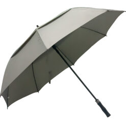 Ombrello Automatico Premium, 8 Stecche, Diametro 130 cm, Fibra di Vetro e Pongee, Manico in poliprpilene, Nero e Grigio, Resistente al Vento (grigio)