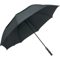 Ombrello Automatico Premium, 8 Stecche, Diametro 130 cm, Fibra di Vetro e Pongee, Manico in poliprpilene, Nero e Grigio, Resistente al Vento (nero)