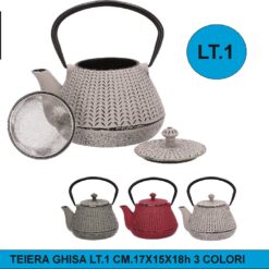 TEIERA CON UNFUSIERA GHISA LT.1 CM.17X15X18h 3 COLORI