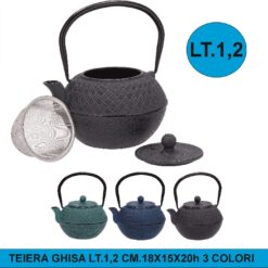 TEIERA CON INFUSIERA GHISA LT.1,2 CM.18X15X20h 3 COLORI