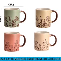 TAZZA LATTE MUG NBC CM.8X10h ML.340 4 COLORI