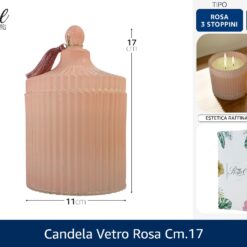 CANDELA VETRO ROSA CM.17