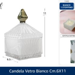 CANDELA VETRO BIANCO CM.6X11