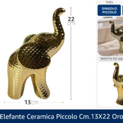 ELEFANTE CERAMICA PICCOLO CM.13X22 ORO