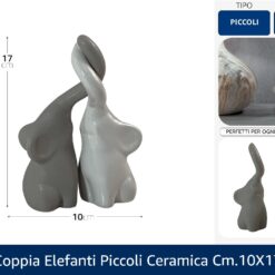 COPPIA ELEFANTI PICCOLI CERAMICA CM.10X17
