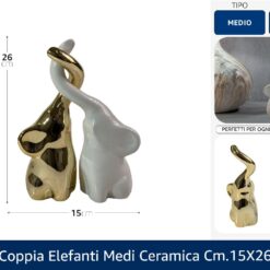 COPPIA ELEFANTI MEDI CERAMICA CM.15X26