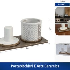 PORTABICCHIERI E ASTE CERAMICA CM.16X10