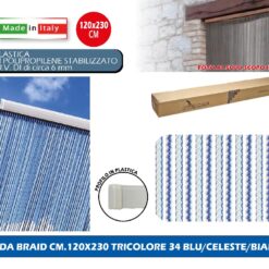 TENDA BRAID CM.120X230 TRICOLORE 34 BLU/CELESTE/BIANCO