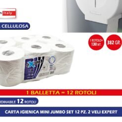 CARTA IGIENICA MINI JUMBO SET 12 PZ. 2 VELI EXPERT