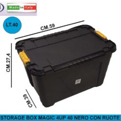 STORAGE CONTENITORE BOX MAGIC 4UP LT.40 CM.60X39X27,4h NERO CON RUOTE
