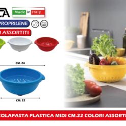 SCOLAPASTA PLASTICA MIDI CM.22 COLORI ASSORTITI