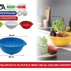 SCOLAPASTA PLASTICA MIDI CM.26 COLORI ASSORTITI