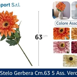 FIORE STELO GERBERA CM.63 5 ASS. VERDANT