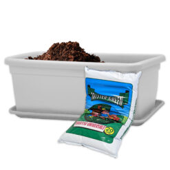 Sicignano | Fioriera Rettangolare Plastica 100 cm con Sottofioriera, da Esterno, per Piante e Fiori - Resistente ai Raggi UV, Giardino Terrazzo, Made in Italy (1, Bianco - Con Terriccio)