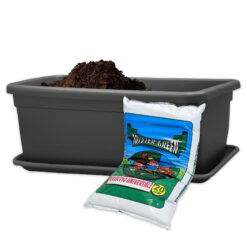 Sicignano | Fioriera Rettangolare Plastica 80 cm con Sottofioriera, da EsternoEe interno, per Piante e Fiori - Resistente ai Raggi UV, Giardino Terrazzo, Made in Italy (1, Antracite - Con Terriccio)