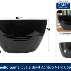SECCHIELLO GAME OVALE BOWL ACRILICO NERO COPRENTE