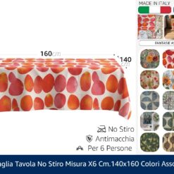 TOVAGLIA TAVOLA NO STIRO MISURA X6 CM.140X160 COLORI ASSORTITI