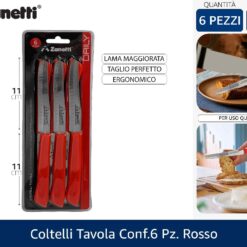 COLTELLI TAVOLA CONF.6 PZ. ROSSO
