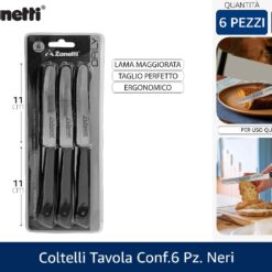 COLTELLI TAVOLA CONF.6 PZ. NERI