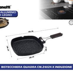 BISTECCHIERA QUADRA CM.24X24 MAN. PIEGHEVOLE X INDUZIONE