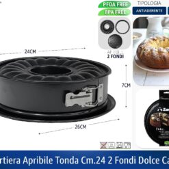 TORTIERA APRIBILE TONDA CM.24 2 FONDI DOLCE CASA