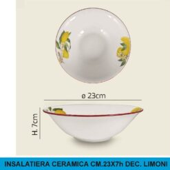 INSALATIERA CERAMICA CM.23X6,5h DEC. LIMONI