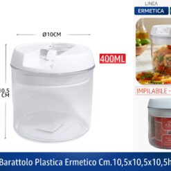 BARATTOLO PLASTICA ERMETICO CM.10,5X10,5X10,5h