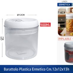 BARATTOLO TONDO PLASTICA ERMETICO CM.12X12X13h