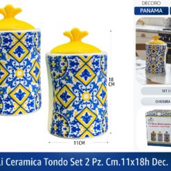 BARATTOLI CERAMICA TONDO SET 2 PZ. CM.11X18h DEC. PANAMA