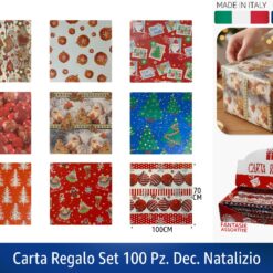 CARTA REGALO SET 100 PZ. DEC. NATALIZIO