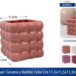 VASO CASPO' CERAMICA BUBBLE CUBE CM.11,5X11,5X11,5h COL. ASS.